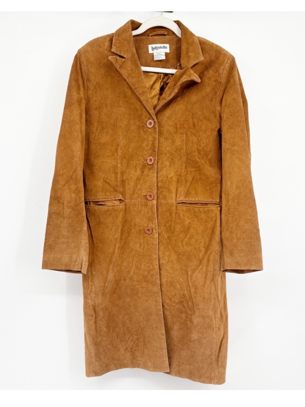 Suede Bagatelle Womens Brown Longline Trench, size M